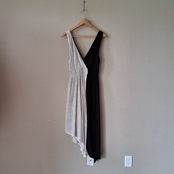 🩵Anthropologie Maeve Tan and Black Color Block Midi Dress Size Small - Picture 1 of 6